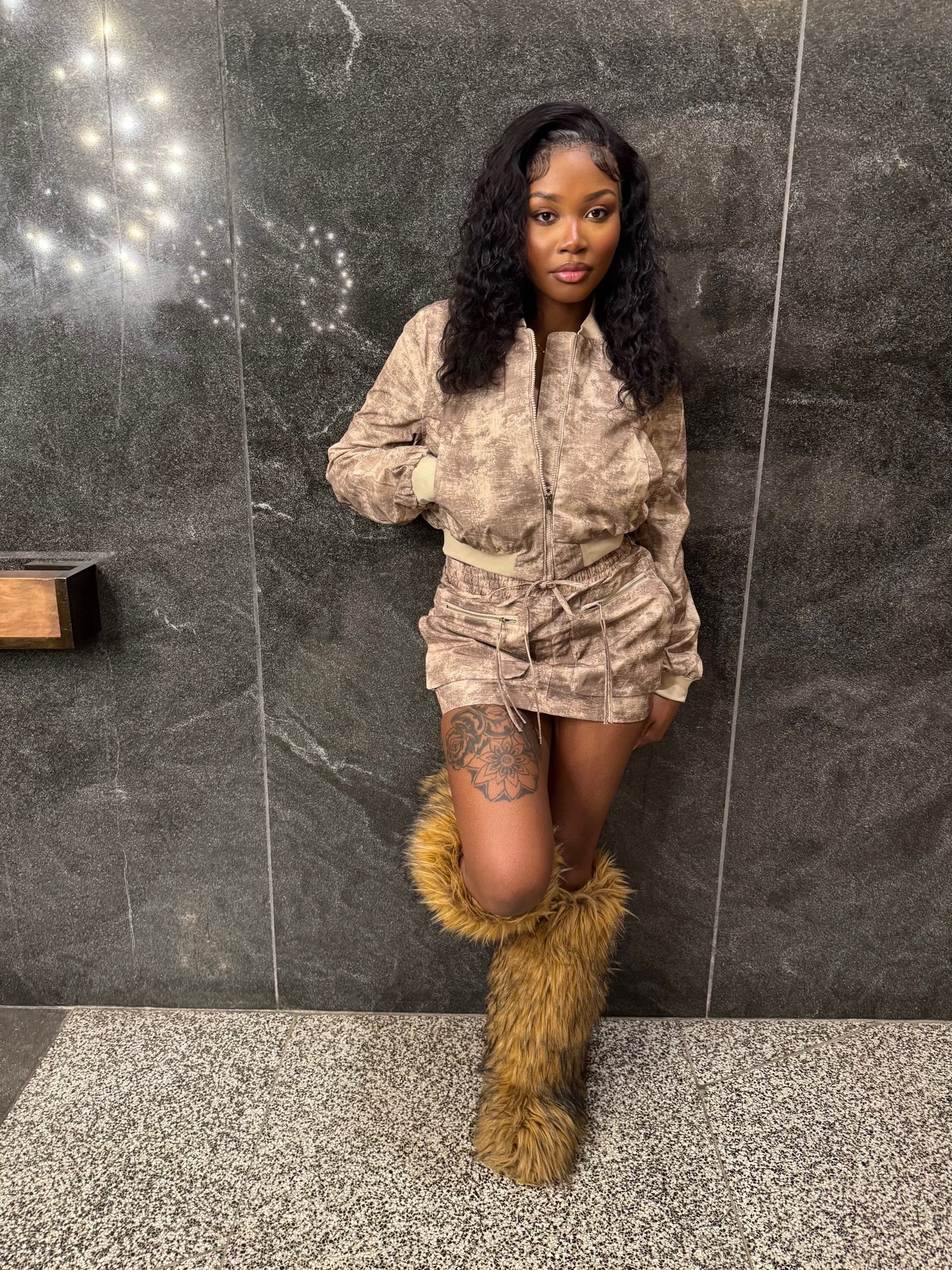 Ashy Brown Skirt Set