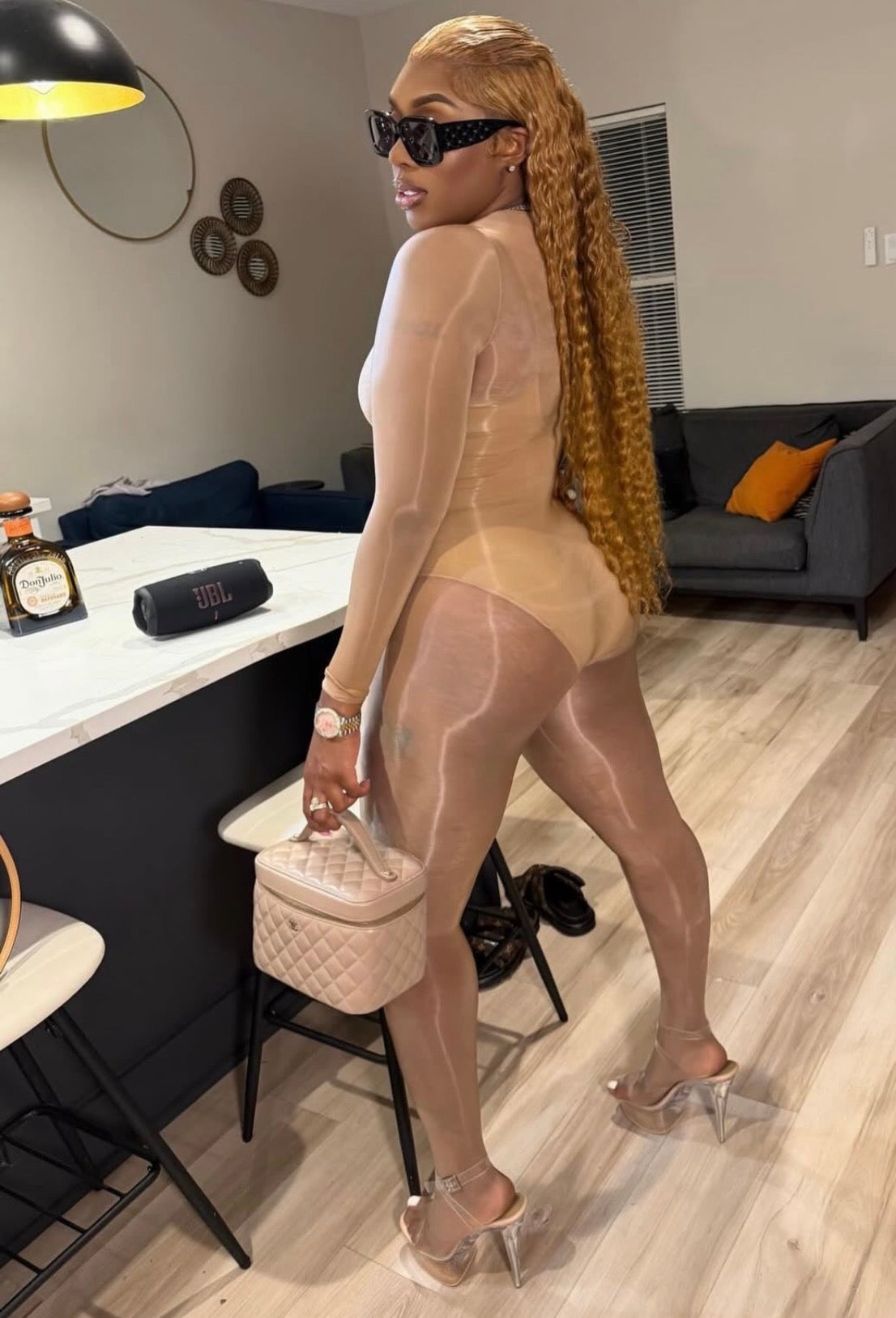 Beige Mesh BodySuit