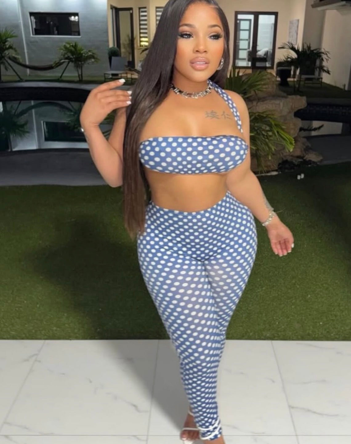 Blue PolkaDot Bra Set