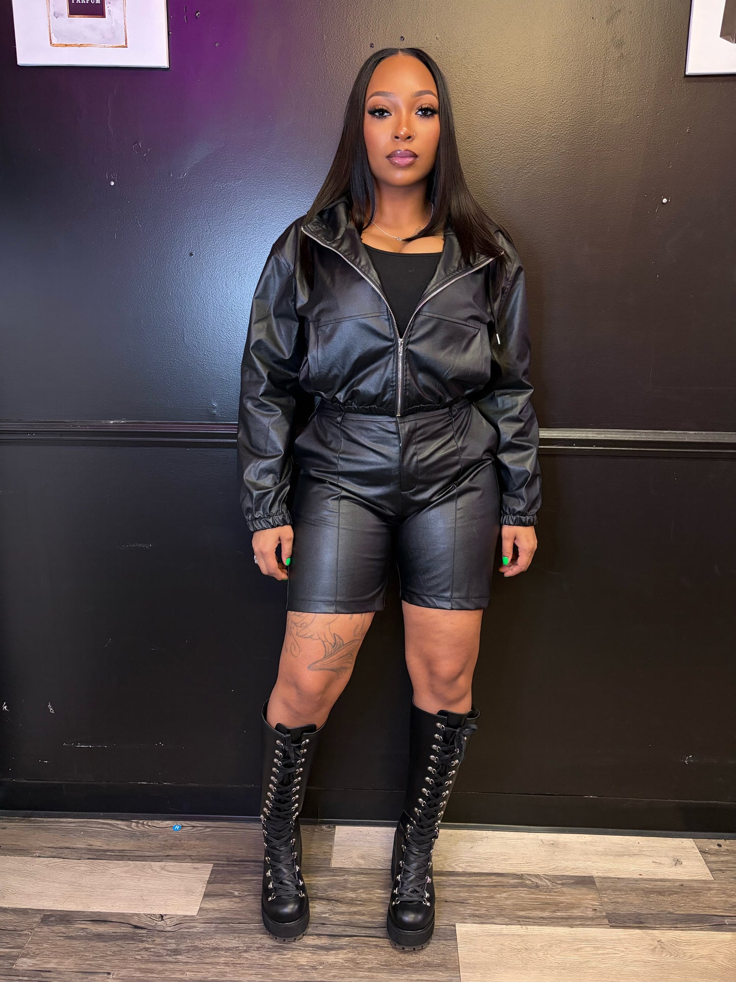 Black biker girl set