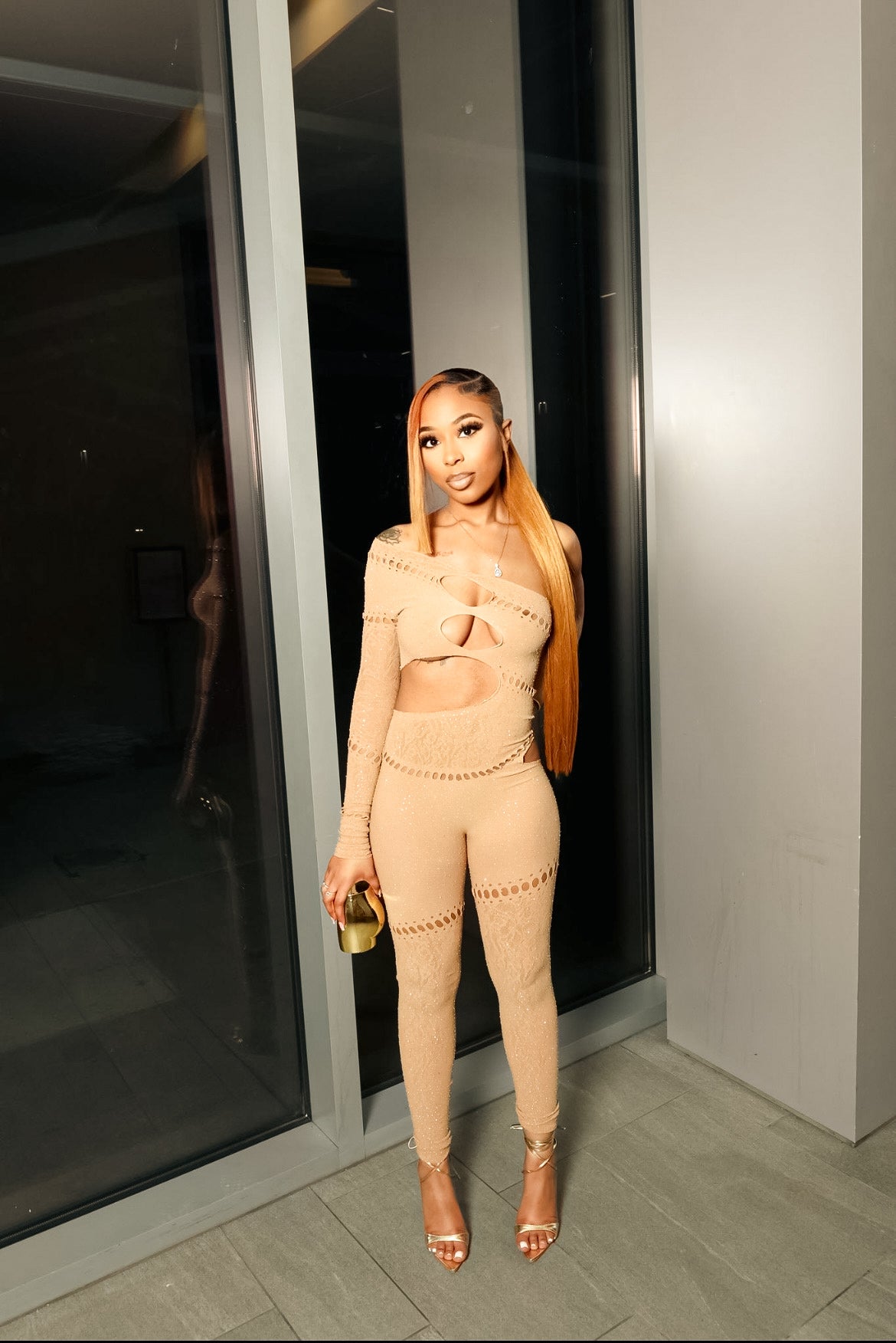Tan Shimmer Bodysuit
