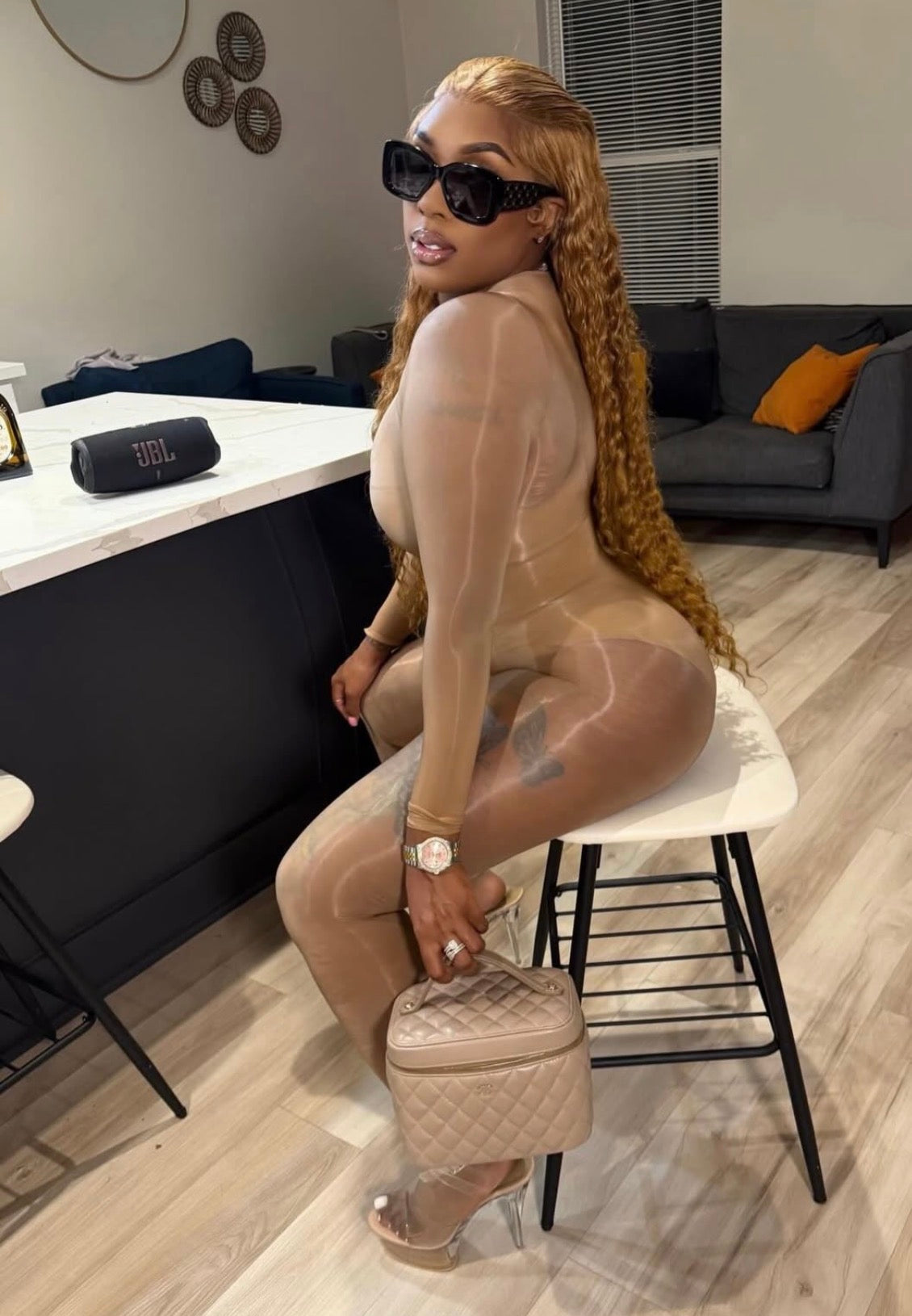 Beige Mesh BodySuit