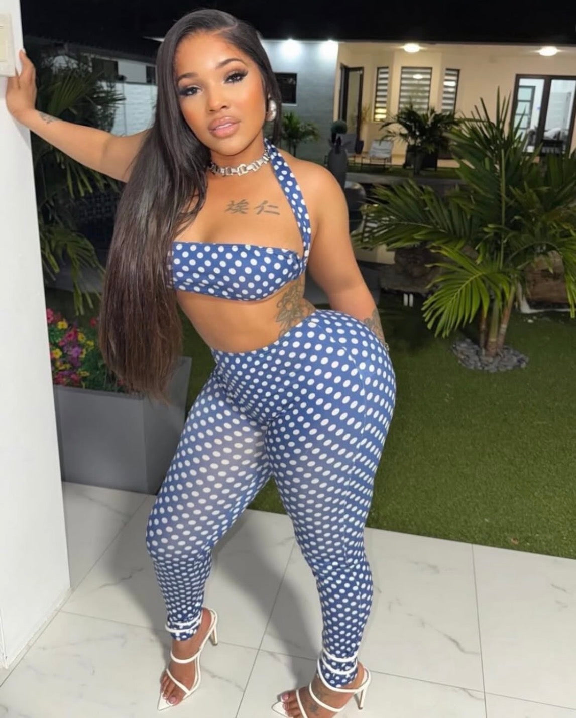 Blue PolkaDot Bra Set