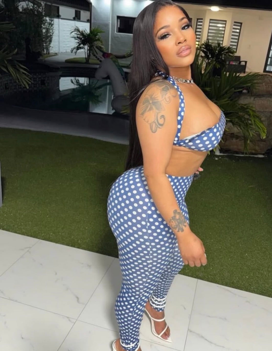 Blue PolkaDot Bra Set