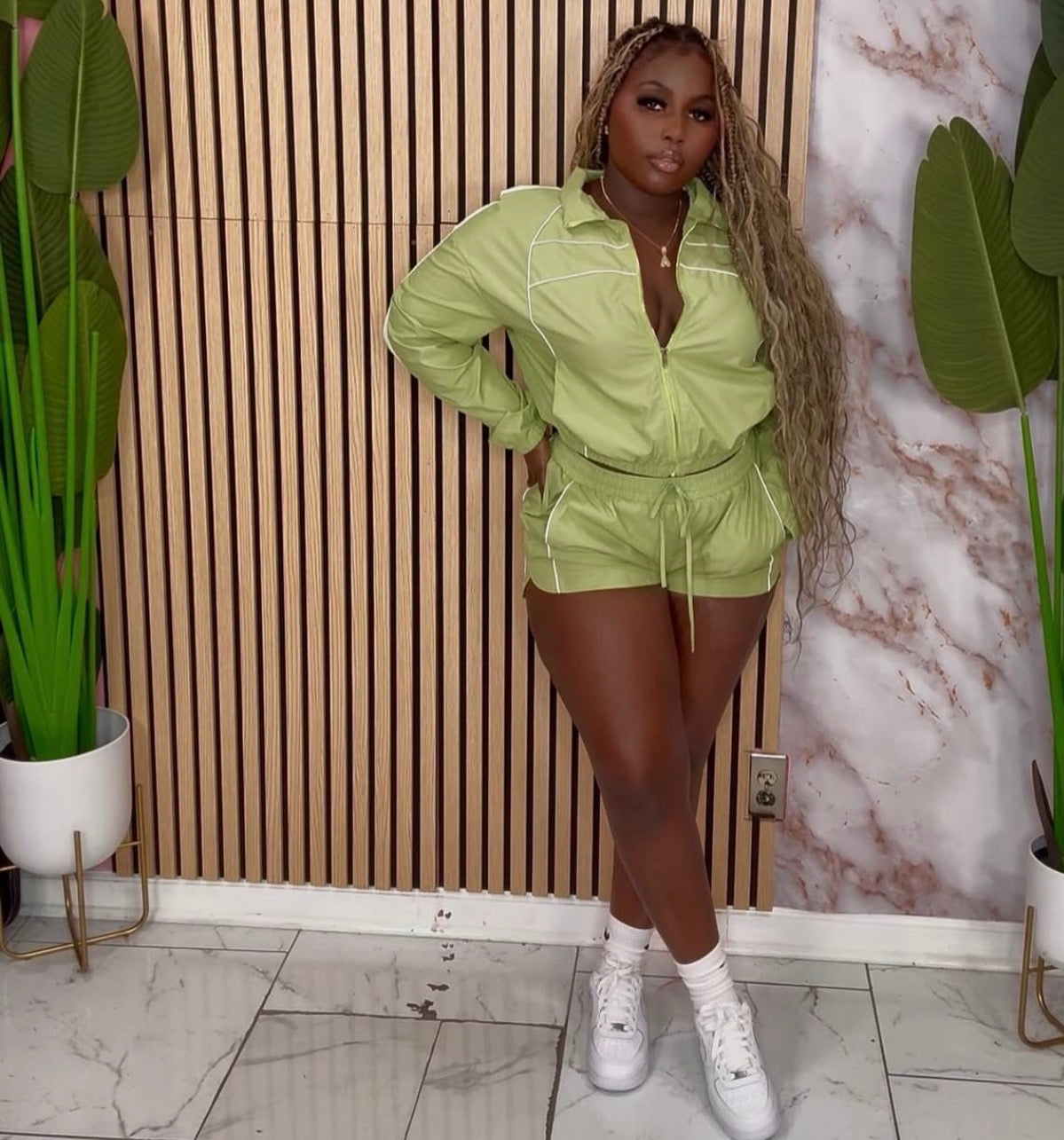 Green Shorts Set