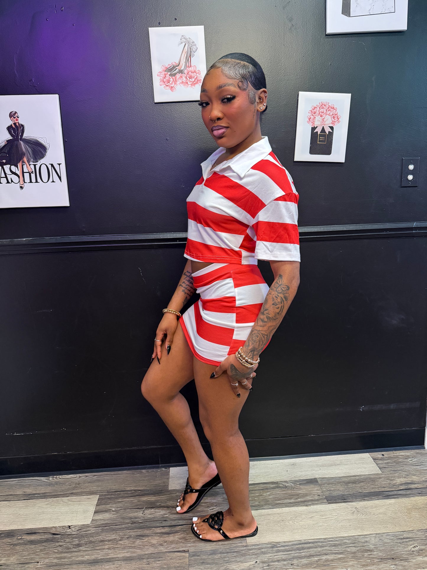 Striped Skirt Set