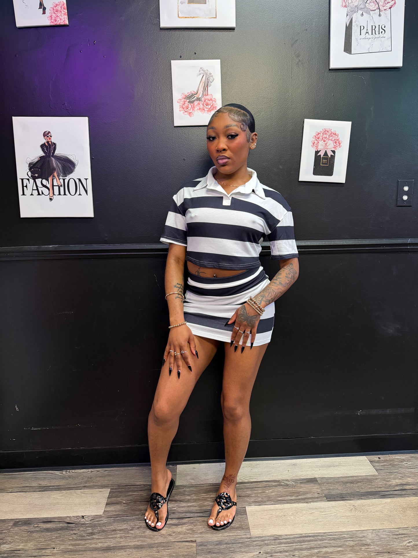 Striped Skirt Set